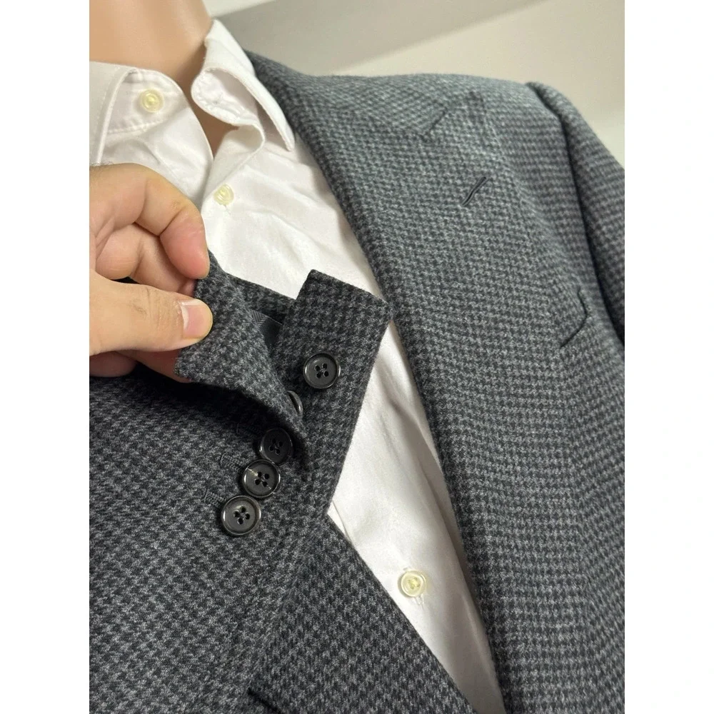 Tom Ford Gray Houndstooth Tweed Peak Lapel Blazer Sportcoat 54 44R Windsor